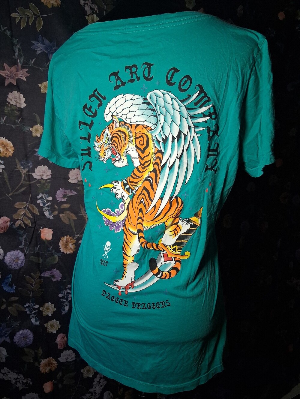 Sullen Angels Art Club Winged Tiger Graphic Tee - Teal